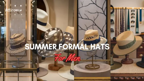 Collage of summer formal hats for men in various settings