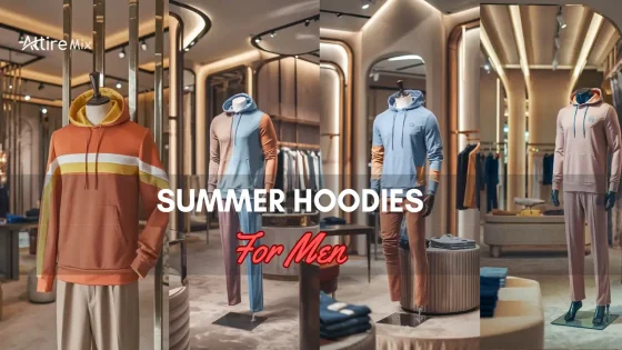 Summer hoodies for men displayed in stylish retail spaces