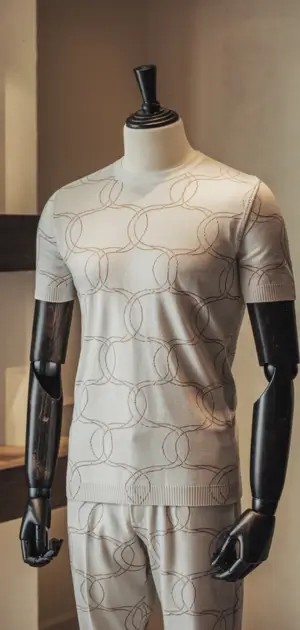 Chain-patterned T-shirt for men with a bold design.