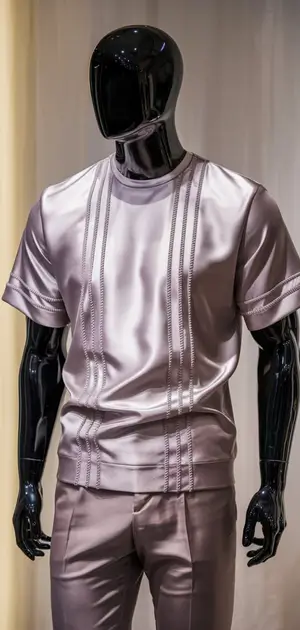 Shiny polyester t-shirt with a printed design