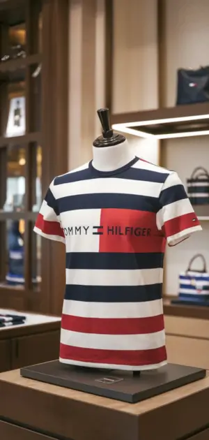 Striped Tommy Hilfiger t-shirt with logo across chest