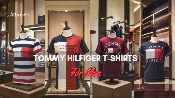 Striped and solid Tommy Hilfiger T-Shirts For men displayed in store