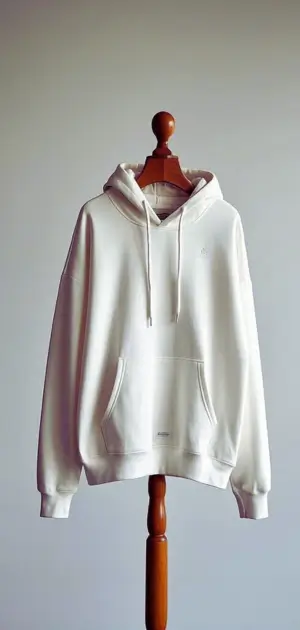 White solid hoodie with drawstrings
