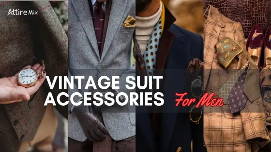 Vintage suit accessories for men, including ties, watches, and gloves.