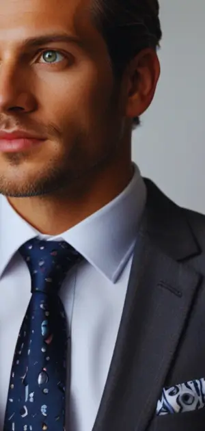 Geometric pattern vintage tie with cufflinks for men.