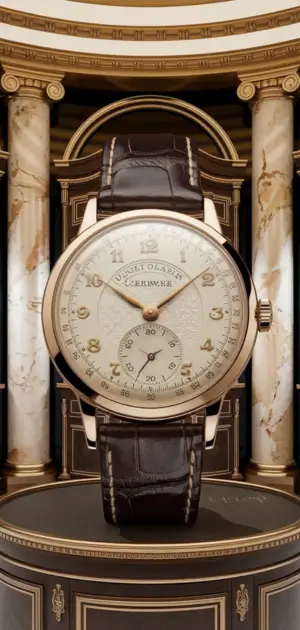 Classic watch with light face and black strap