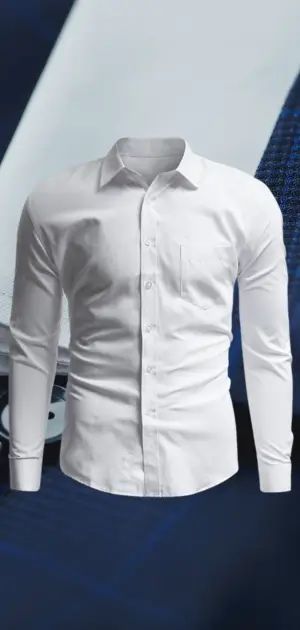 Display of a white formal shirt highlighting popular formal dresses for weddings men