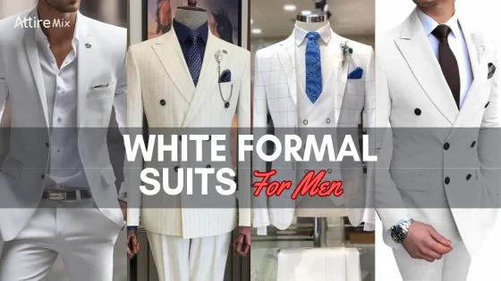 Black and white formal suits, A collection of stylish white formal suits for men with classic and modern designs.