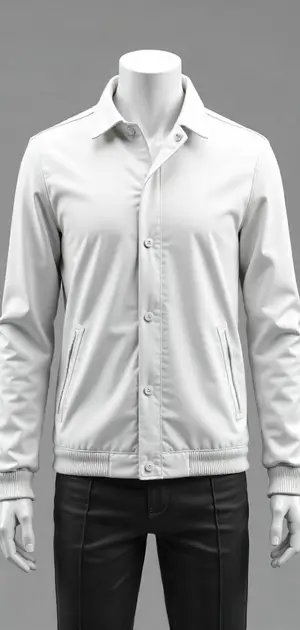 White casual jacket with button closure and front pockets