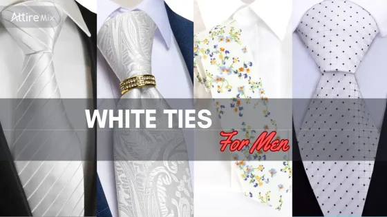White bow ties for mens in plain, textured, floral, and dotted designs for formal occasions.