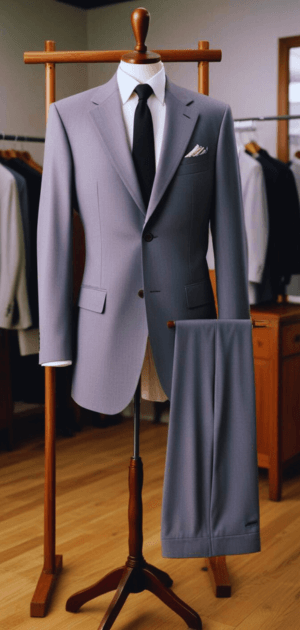 Slim fit Calvin Klein formal suit for men styled with a pocket square and tie.