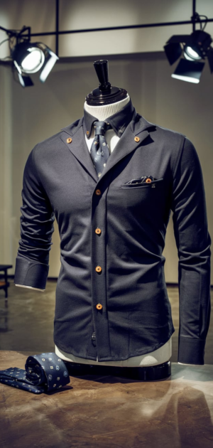 Charcoal winter shirt with a tailored fit and matching tie