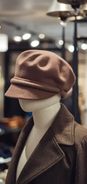 Flat cap on mannequin in clothing store