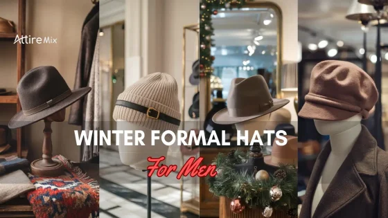 Collage of Winter Formal Hats For Men in store settings