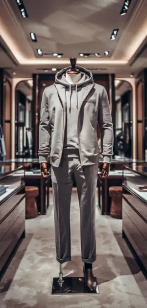 Light gray hoodie with matching jacket and pants for men