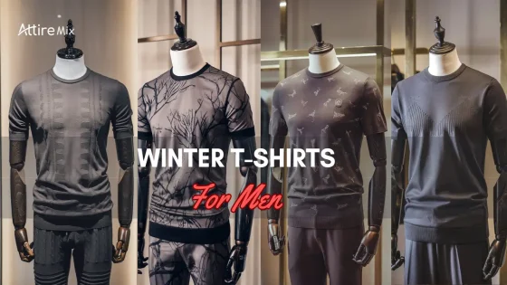 collection of stylish black winter T-shirts for men.