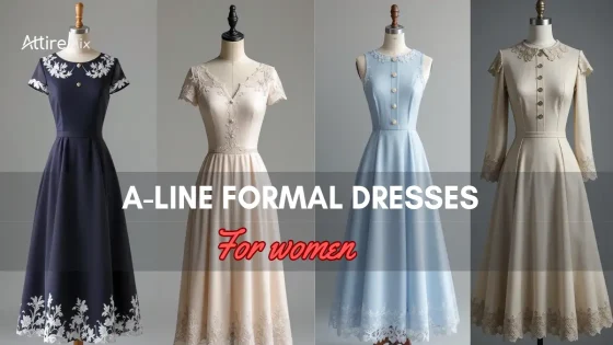 Collection of A-line formal dresses in various elegant styles