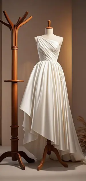 Strapless white evening gown for formal parties