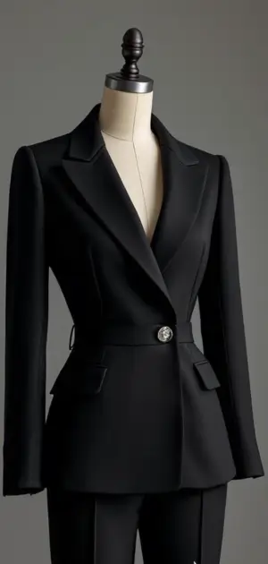 Classic black blazer with structured tailoring
