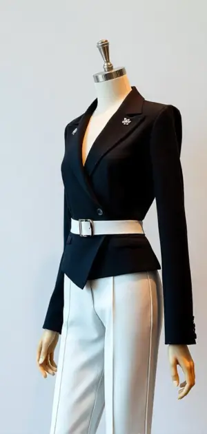 Fitted black blazer with belt detail