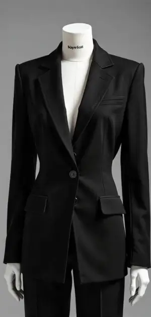 Classic black blazer with detailed button and lapel