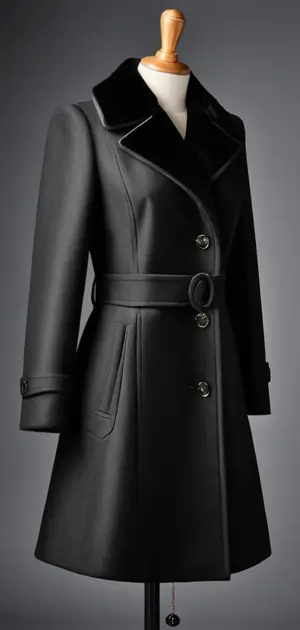 Sleek black coat with lapel collar for women