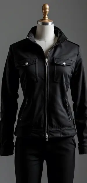 Casual black jacket with adjustable waist for tailored fit