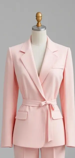 Light pink blazer with tie belt for women