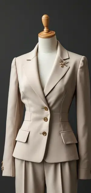 Cream vintage blazer with gold button accents