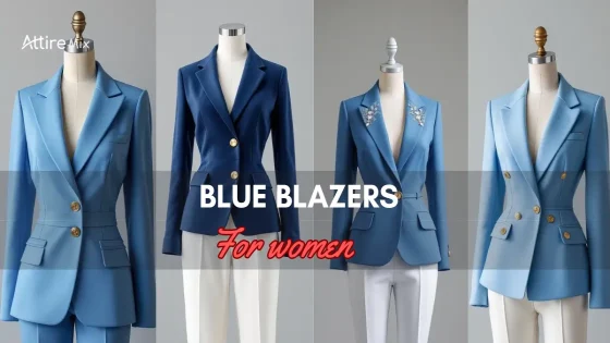 Collection of blue blazers for women with modern designs