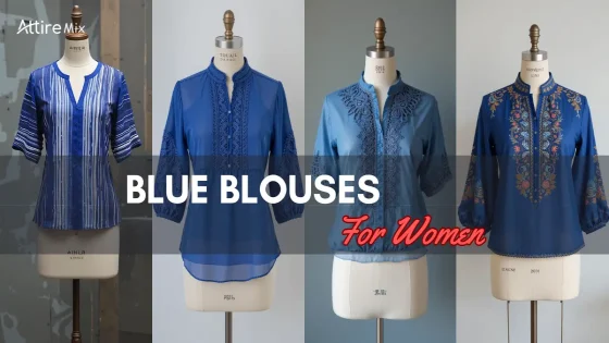 Stylish blue blouses for women with embroidery and elegant, timeless designs.