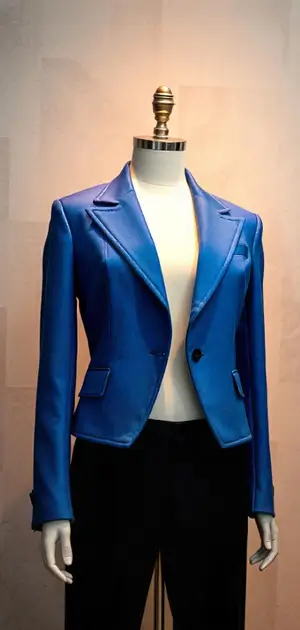 Chic blue Jacket with a tailored fit for women.