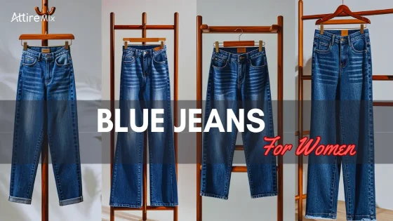 Stylish woman wearing high-waisted blue jeans on a city street