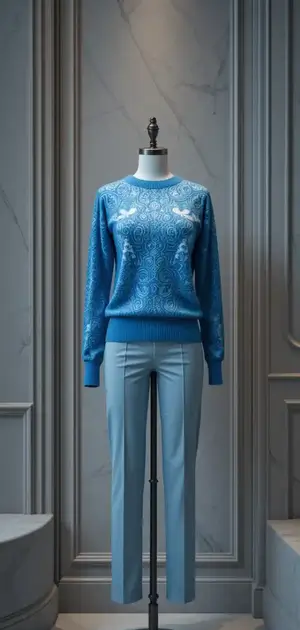Dark blue sweater on mannequin