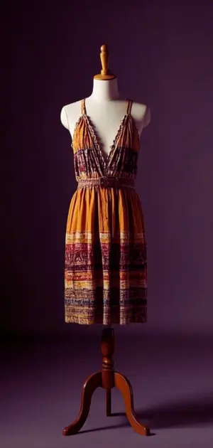 Non-sleeve boho dress with geometric print