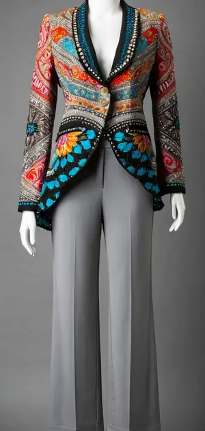 Colorful bohemian jacket with detailed embroidery