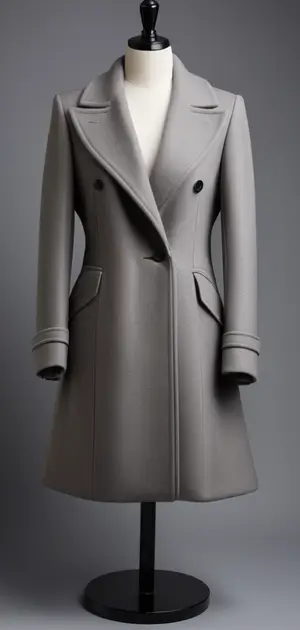 Sleek grey coat with sharp lapels