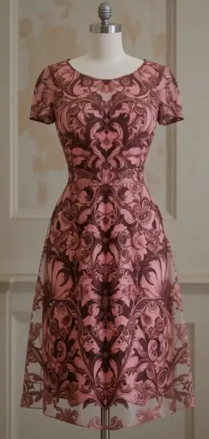 Rose patterned knee-length dress