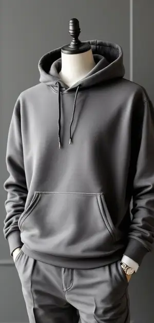 Plain dark grey hoodie for men