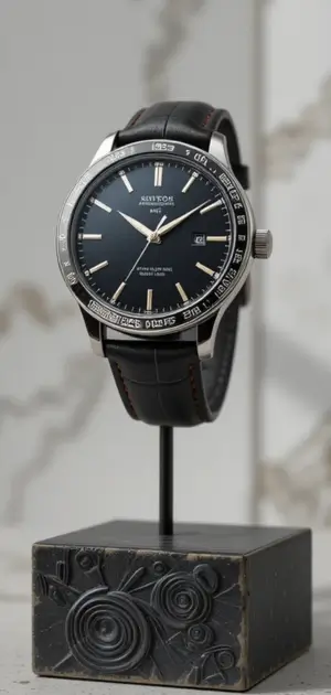 Affordable modern watch featuring a black dial, minimal design, and leather strap.