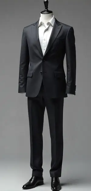A black blazer with sleek, minimalist tailoring and a white shirt