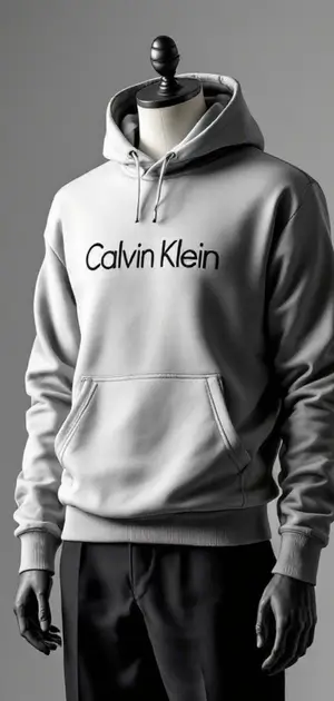 Grey Calvin Klein hoodie with a simple text logo for men