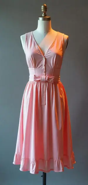 Pink V-neck dress with ruffle skirt