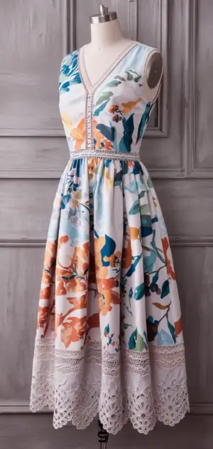 Colorful floral printed midi dress