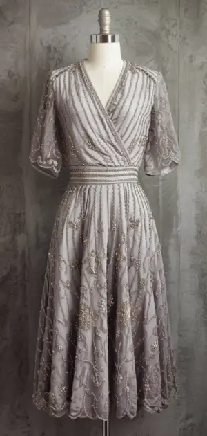 Floral wrap dress with sheer sleeves