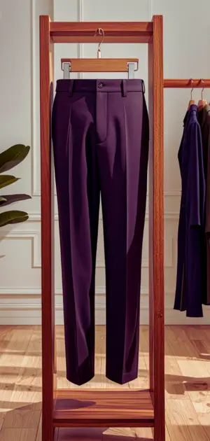 Casual Wide-Leg Polyester Pants in maroon
