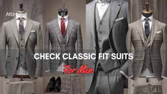 Assorted Check Classic Fit Suits for men in various patterns and fits