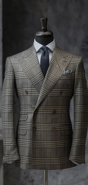 Light grey checked modern fit suit