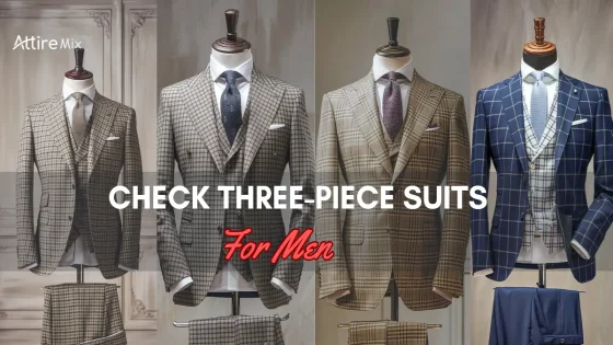 Variety of check three-piece suits for men