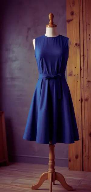 Navy ribbed-knit sweater dress styled for winter